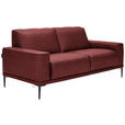 2-SITZER-SOFA  in Echtleder Bordeaux   - Bordeaux/Schwarz, Design, Leder/Metall (180/82/92cm) - Johann Jakob
