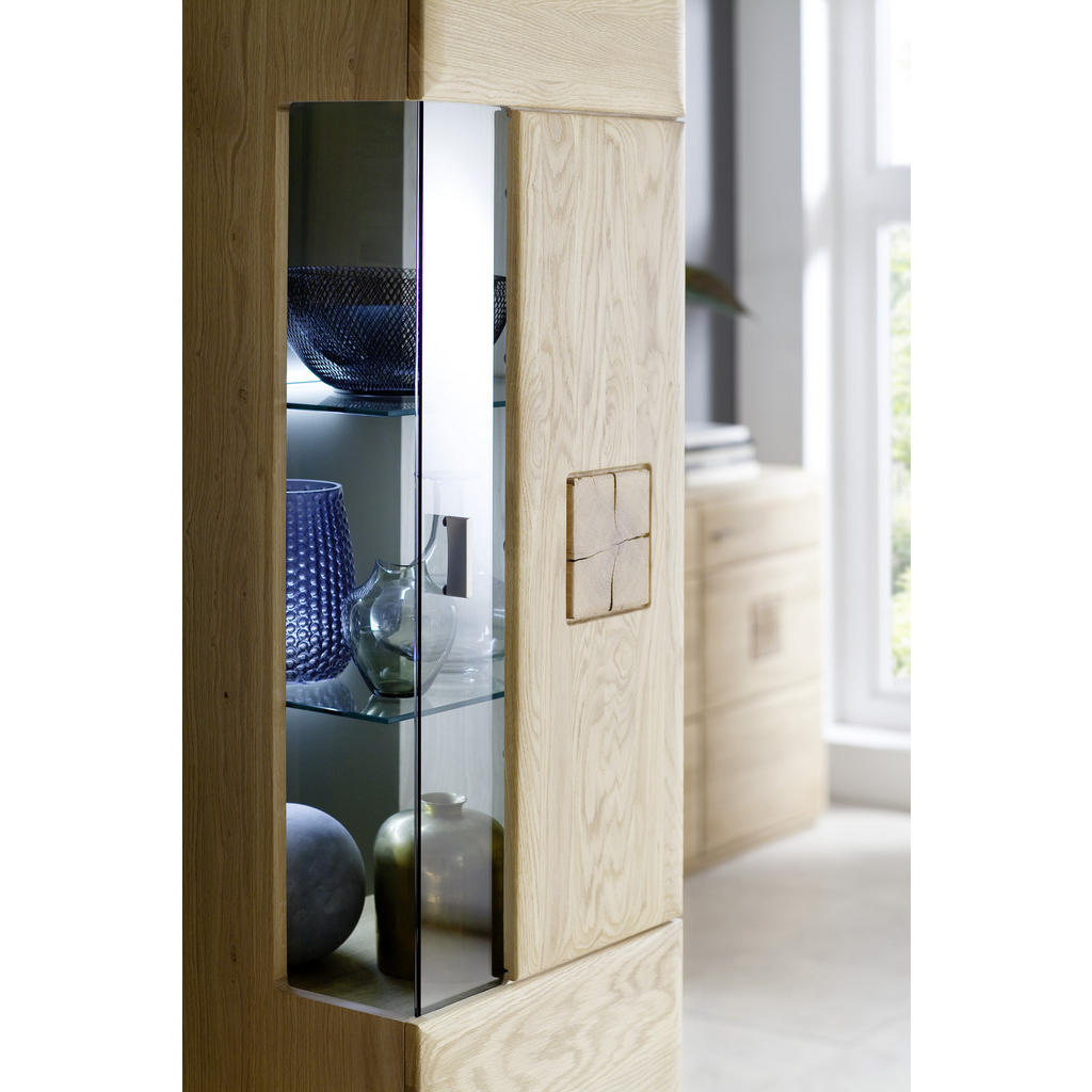 Thumbnail - Livetastic Vitrine, Eiche, Metall, Eiche, massiv, 3 Fächer, 60x208x38 cm, Made in EU, Wohnzimmer, Wohnwände, Vitrinensch...