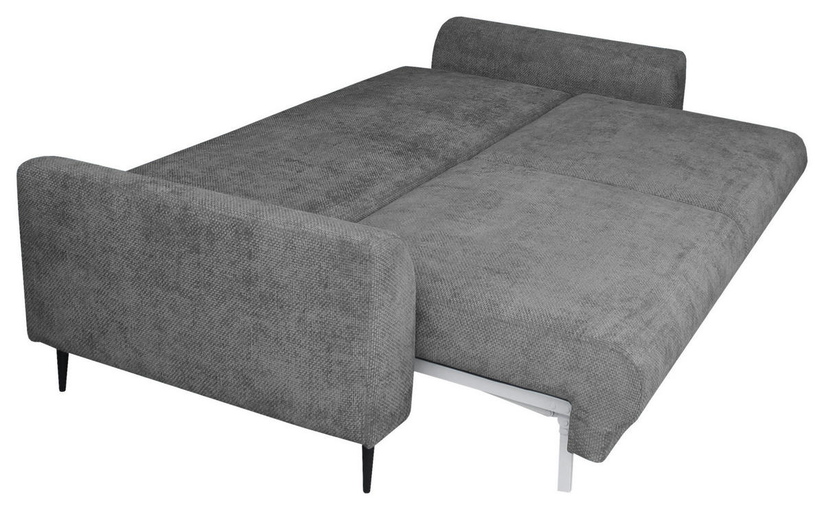 SCHLAFSOFA  mit Liegefunktion, Schlafen auf Sitzhöhe, Rücken echt Chenille Grau  - Schwarz/Grau, KONVENTIONELL, Textil/Metall (235/90/104cm) - Carryhome