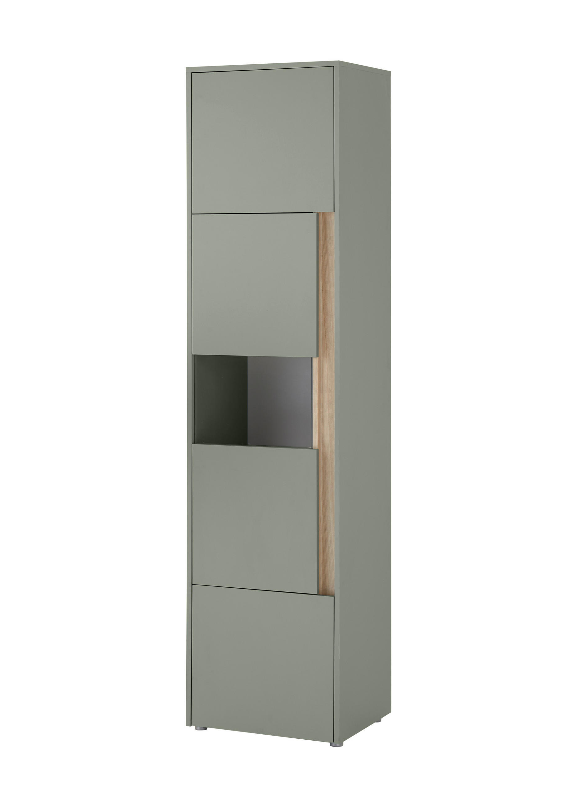 VITRINE  in Grün, Eichefarben - Eichefarben/Schwarz, Design, Holzwerkstoff/Kunststoff (50/200/40cm) - Modante