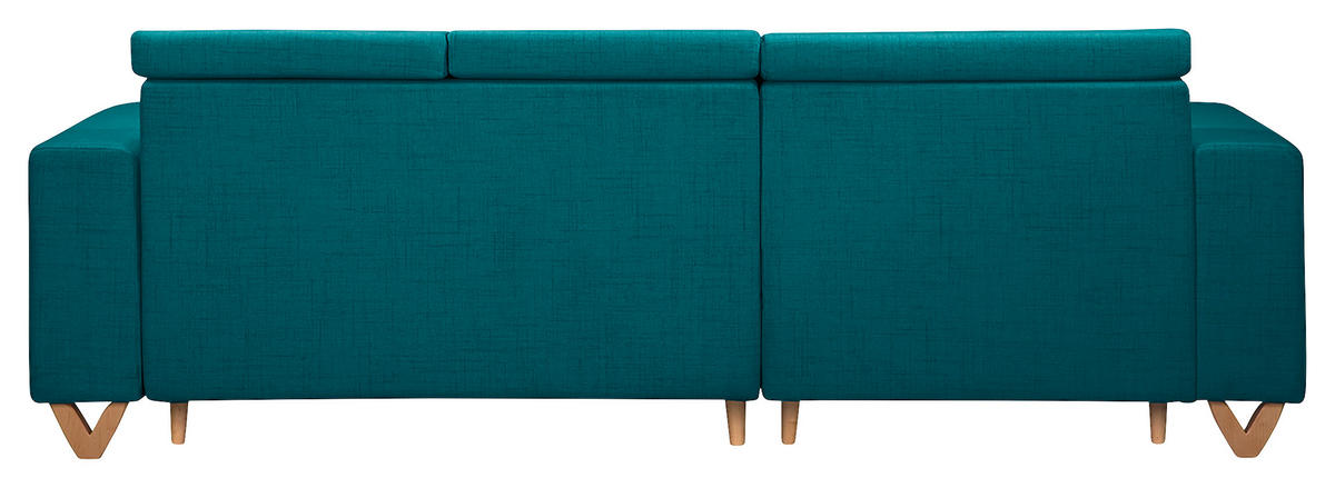 ECKSOFA in Textilgeflecht Petrol  - Wengefarben/Petrol, Design, Holz/Textil (257/174cm) - Livetastic