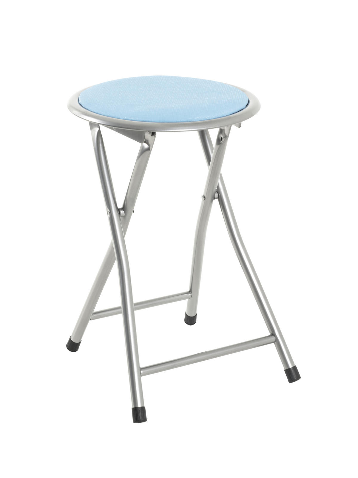 KLAPPHOCKER Lederlook Alufarben, Hellblau  - Alufarben/Hellblau, Design, Textil/Metall (30/45/30cm) - Carryhome
