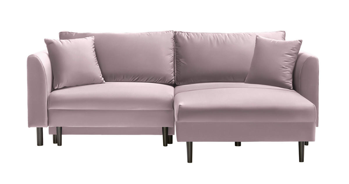 ECKSOFA in Velours Rosa  235/165 cm  - Schwarz/Rosa, Design, Holz/Textil (235/165cm) - Ti'me