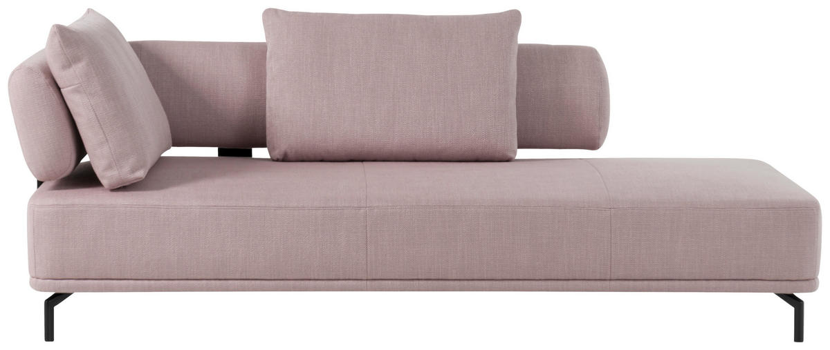 RÉCAMIERE in Flachgewebe Hellrosa  - Hellrosa/Schwarz, Design, Textil/Metall (225/80/98cm) - Dieter Knoll