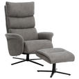 RELAXSESSELSET Mikrofaser Relaxfunktion, Hocker    - Schwarz/Grau, Design, Textil/Metall (81/105,5/86,5cm) - Xora