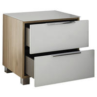 NACHTTISCH 45,1/44,3/40,2 cm  Weiss, Eichefarben  - Chromfarben/Weiss, Konventionell, Glas/Holzwerkstoff (45,1/44,3/40,2cm) - Xora