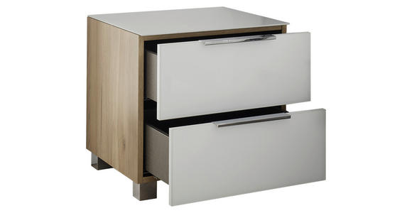 NACHTKÄSTCHEN in Weiß, Eichefarben  - Chromfarben/Eichefarben, KONVENTIONELL, Glas/Holzwerkstoff (45,1/44,3/40,2cm) - Xora