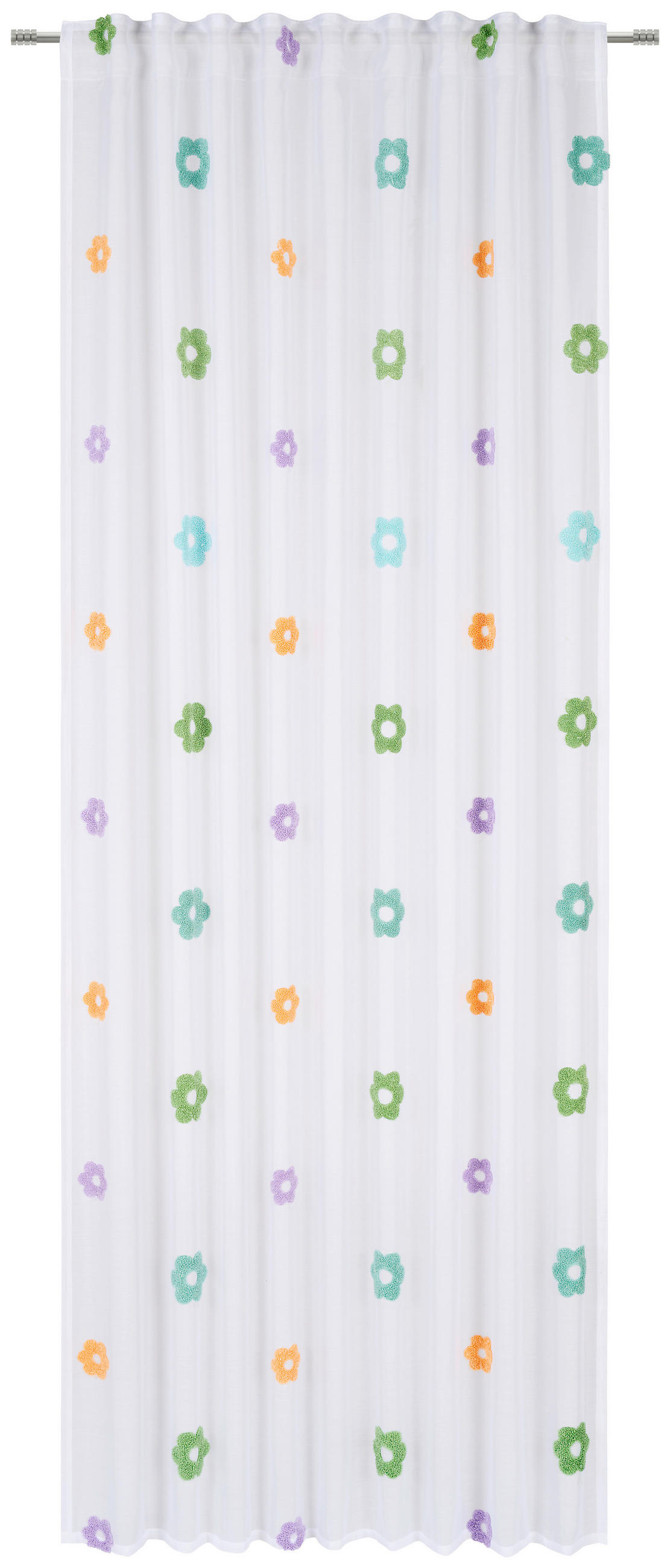 HOTOVÝ ZÁVĚS, průhledné, 140/245 cm - bílá/vícebarevná, Konvenční, textil (140/245cm) - Esposa