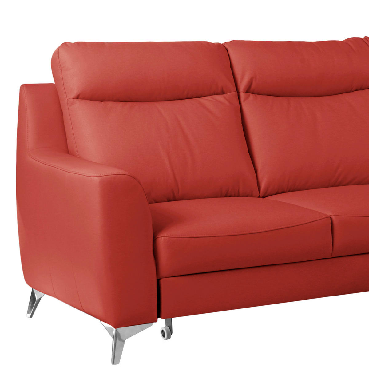 ECKSOFA Lederlook Echtleder Rot  - Chromfarben/Rot, Design, Leder/Textil (236/168cm) - Livetastic