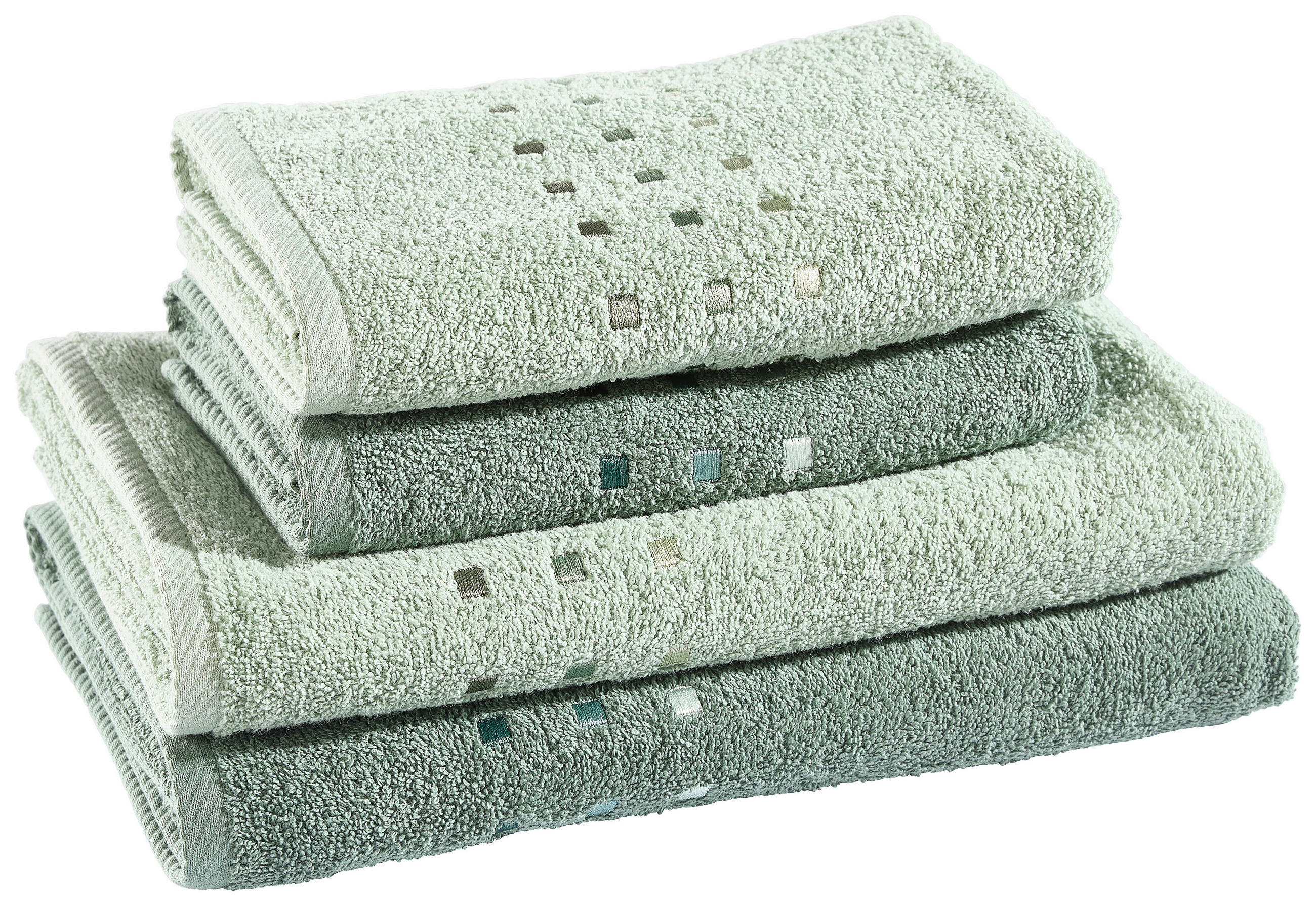 FROTTIERSET Dunkelgrün, Salbeigrün 4-teilig  - Dunkelgrün/Salbeigrün, Textil (50/100cm) - Esposa