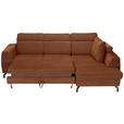 ECKSOFA Cognac Chenille  inkl. Zierkissen, Bettkasten, Schlaffunktion, Rücken echt, Kopfteilverstellung, Liegefläche im Originalstoff  - Cognac/Schwarz, KONVENTIONELL, Textil/Metall (266/185cm) - Carryhome