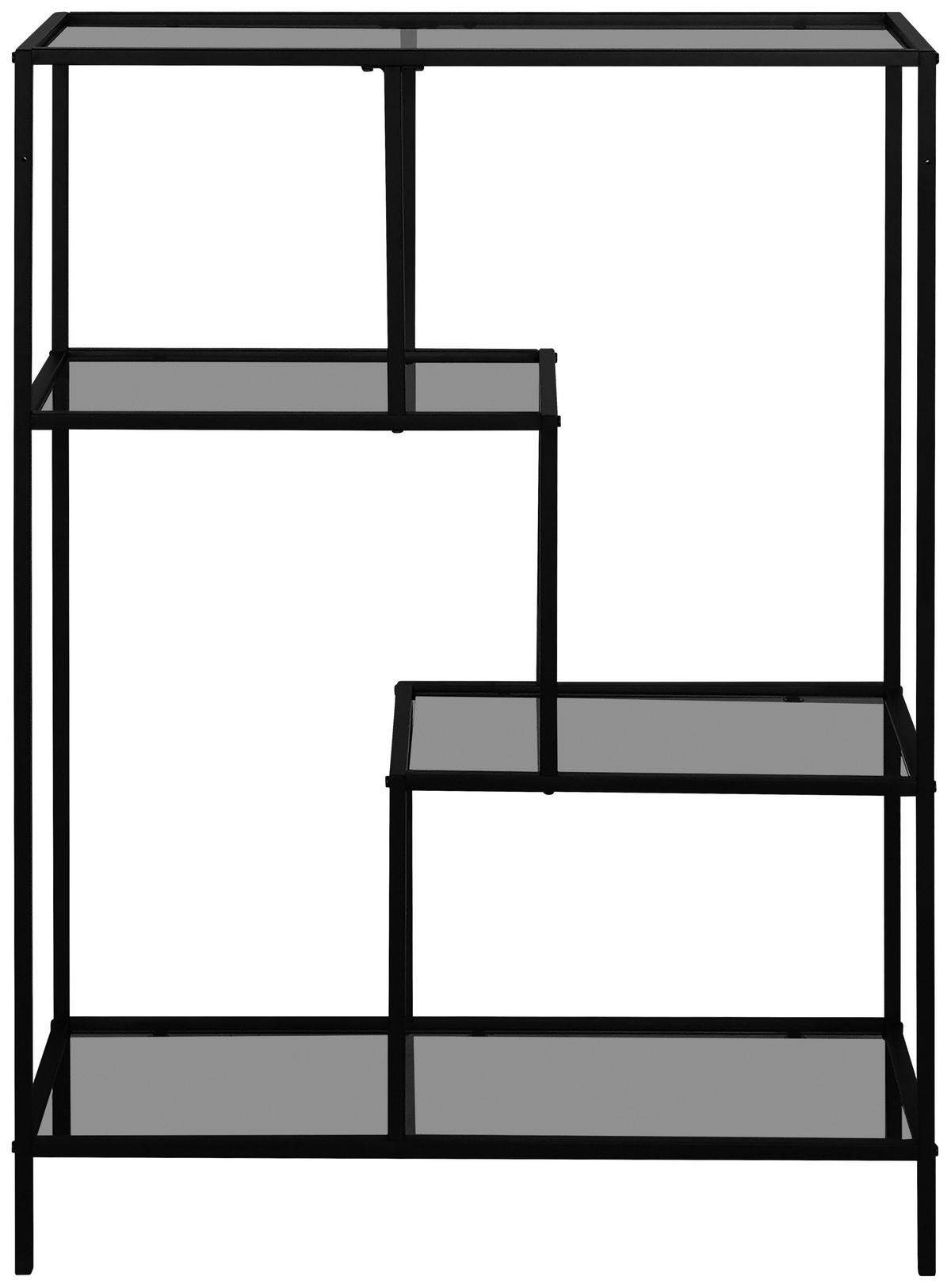 REGAL Grau, Schwarz  - Schwarz/Grau, Basics, Glas/Metall (80/113/30cm) - Xora