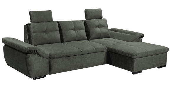 ECKSOFA  in Mikrovelours Dunkelgrün  - Dunkelgrün/Schwarz, KONVENTIONELL, Kunststoff/Textil (275/170cm) - Carryhome