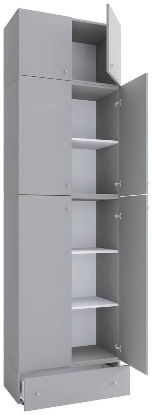 KLEIDERSCHRANK 70/240/39 cm 6-türig Grau  - Grau, MODERN, Holzwerkstoff/Kunststoff (70/240/39cm) - MID.YOU