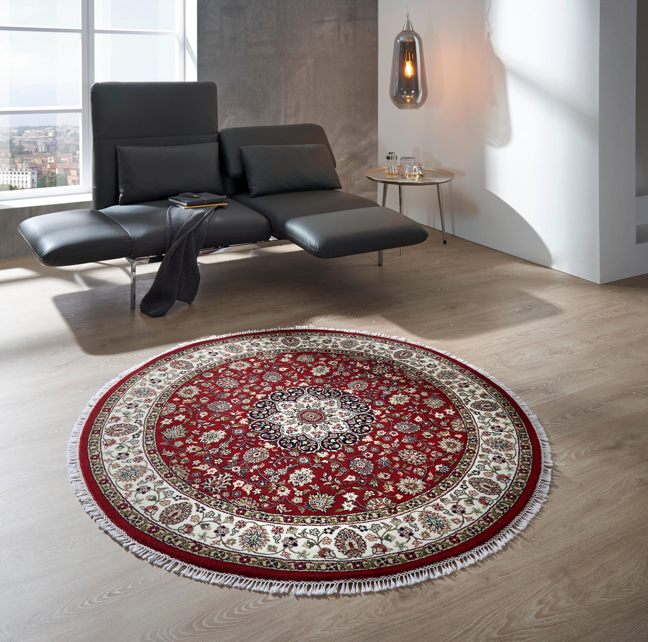 ORIENTALISK MATTA 100/100 cm Alkatif Classic  - beige/röd, Lifestyle, textil (100/100cm) - Cazaris