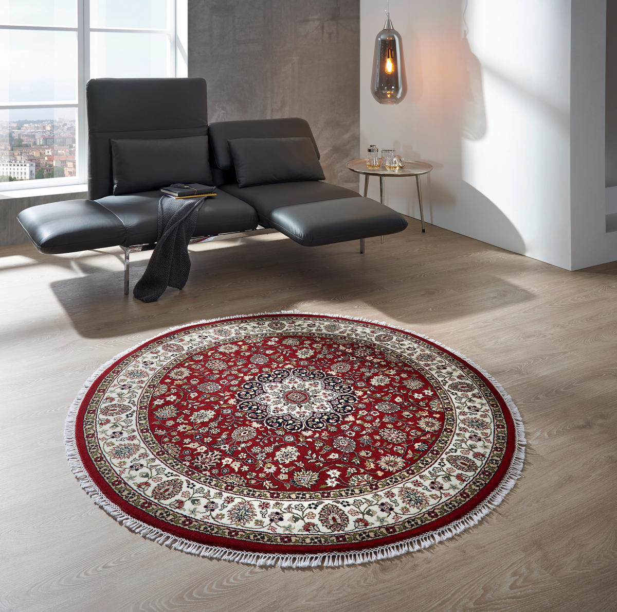ORIENTALISK MATTA 100/100 cm Alkatif Classic  - beige/röd, Lifestyle, textil (100/100cm) - Cazaris