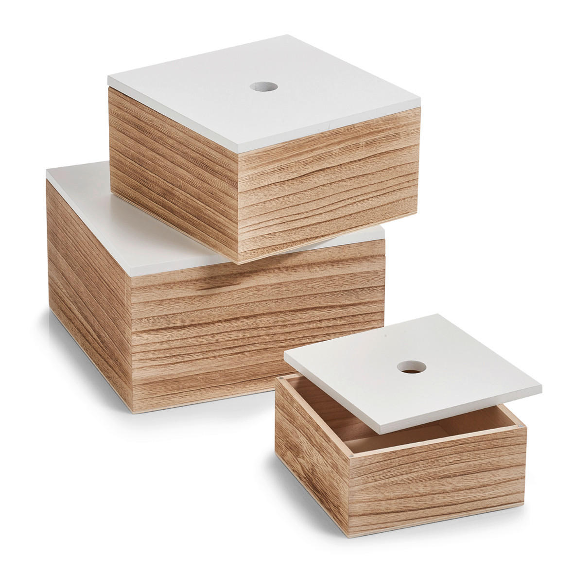 BOX MIT DECKEL - Naturfarben/Weiß, Basics, Holz (24/24/14cm) - Zeller Present