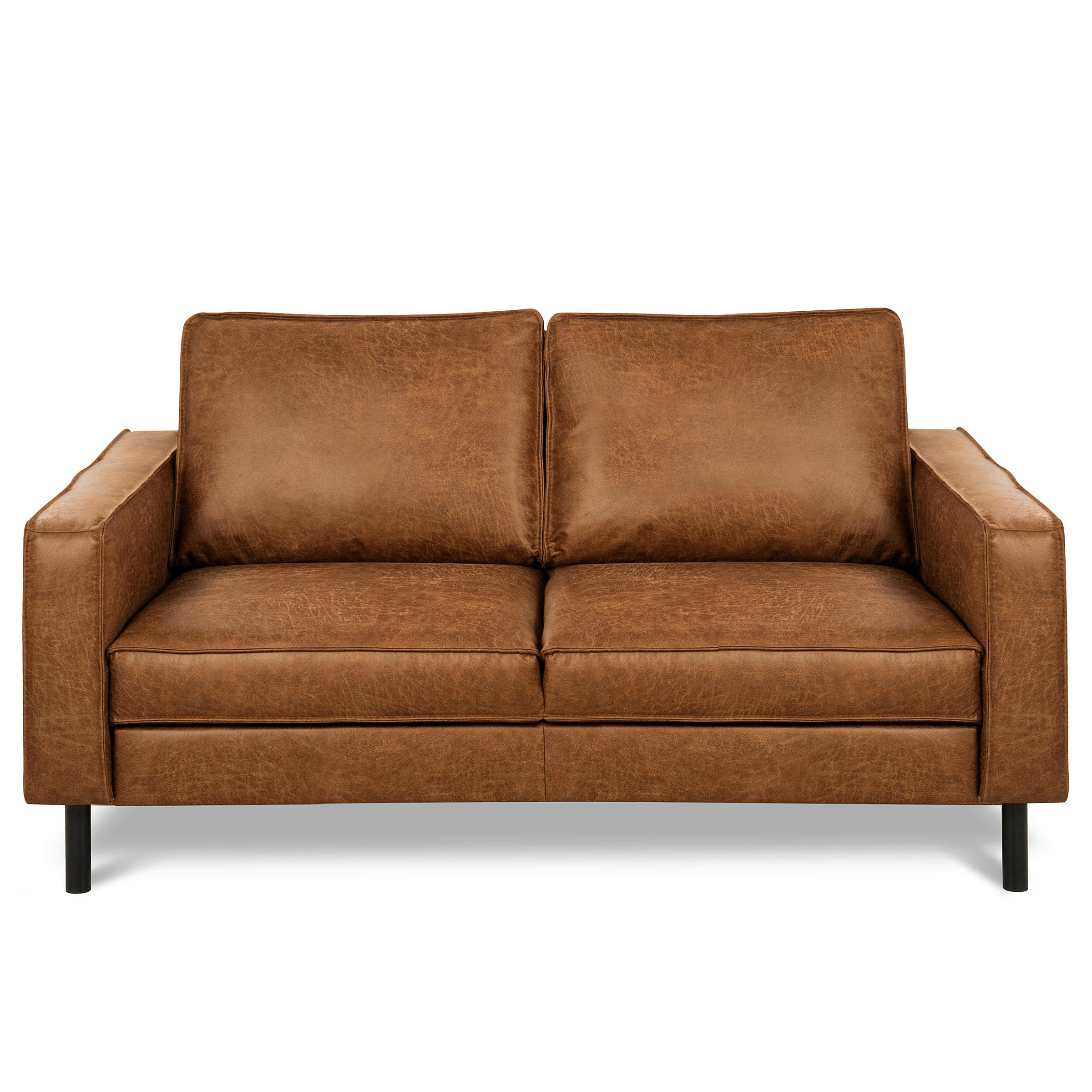 2-SITZER-SOFA  in Lederlook Echtleder Hellbraun Modern  - Hellbraun, Design, Leder/Textil (148/85/92cm) - Livetastic