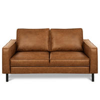 2-SITZER-SOFA  in Lederlook Echtleder Hellbraun Modern  - Hellbraun, Design, Leder/Textil (148/85/92cm) - Livetastic