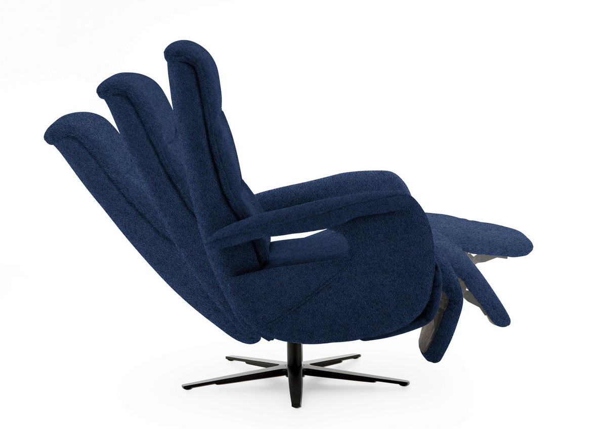 RELAXSESSEL in Textil Blau  - Blau/Schwarz, Design, Textil/Metall (71/112/83-176cm) - Beldomo Style