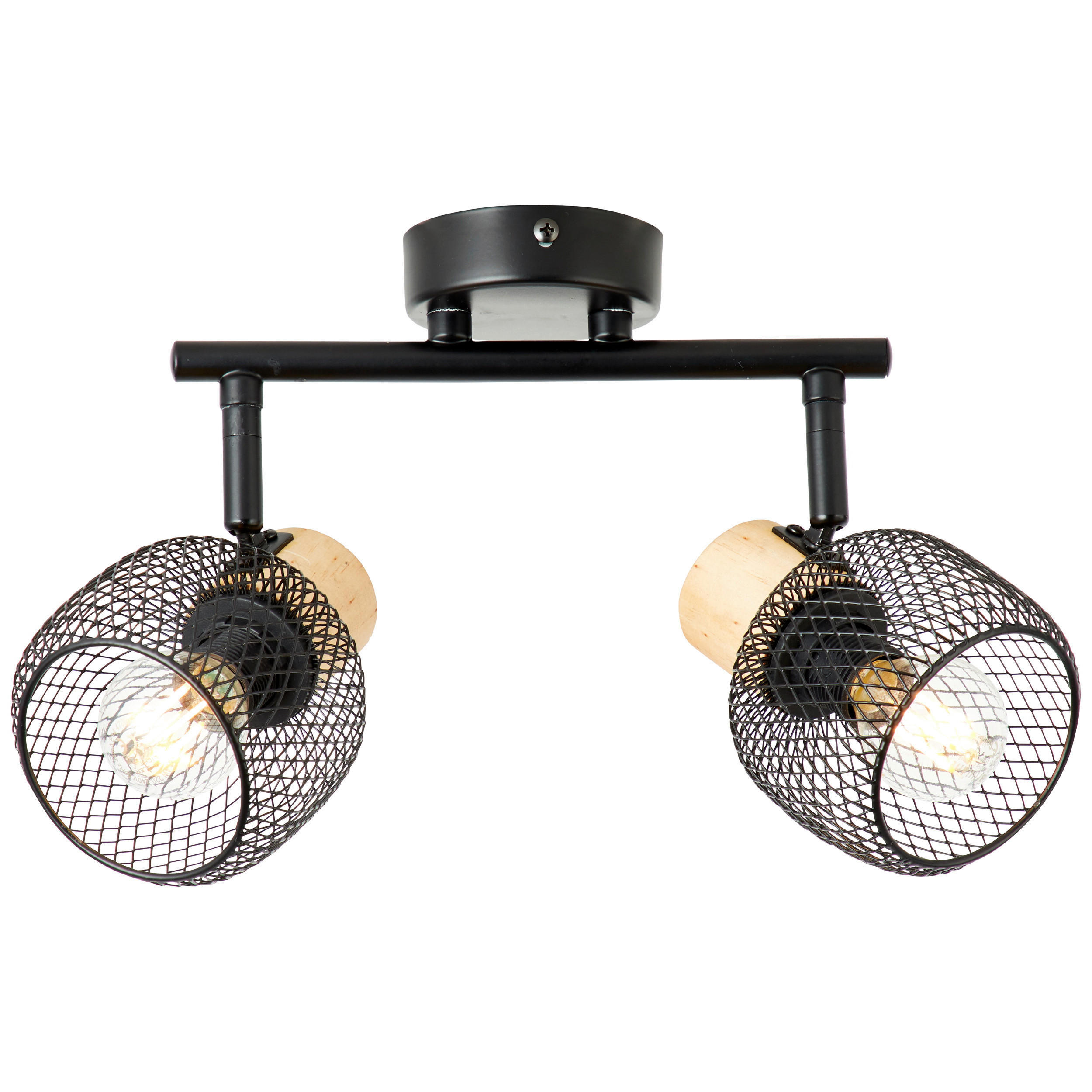 DECKENSTRAHLER - Schwarz/Kieferfarben, Basics, Holz/Metall (38/17,5/10cm) - Brilliant