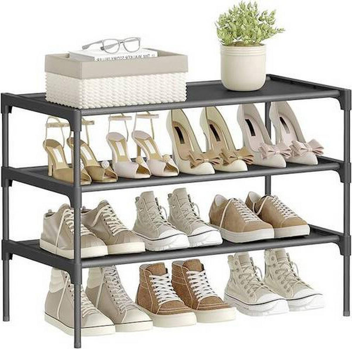 SCHUHREGAL Schwarz  - Schwarz, Trend, Kunststoff/Textil (62,3/53,5/29,7cm) - Boxxx