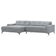 ECKSOFA in Cord Hellgrau  - Hellgrau/Schwarz, KONVENTIONELL, Textil/Metall (165/295cm) - Carryhome