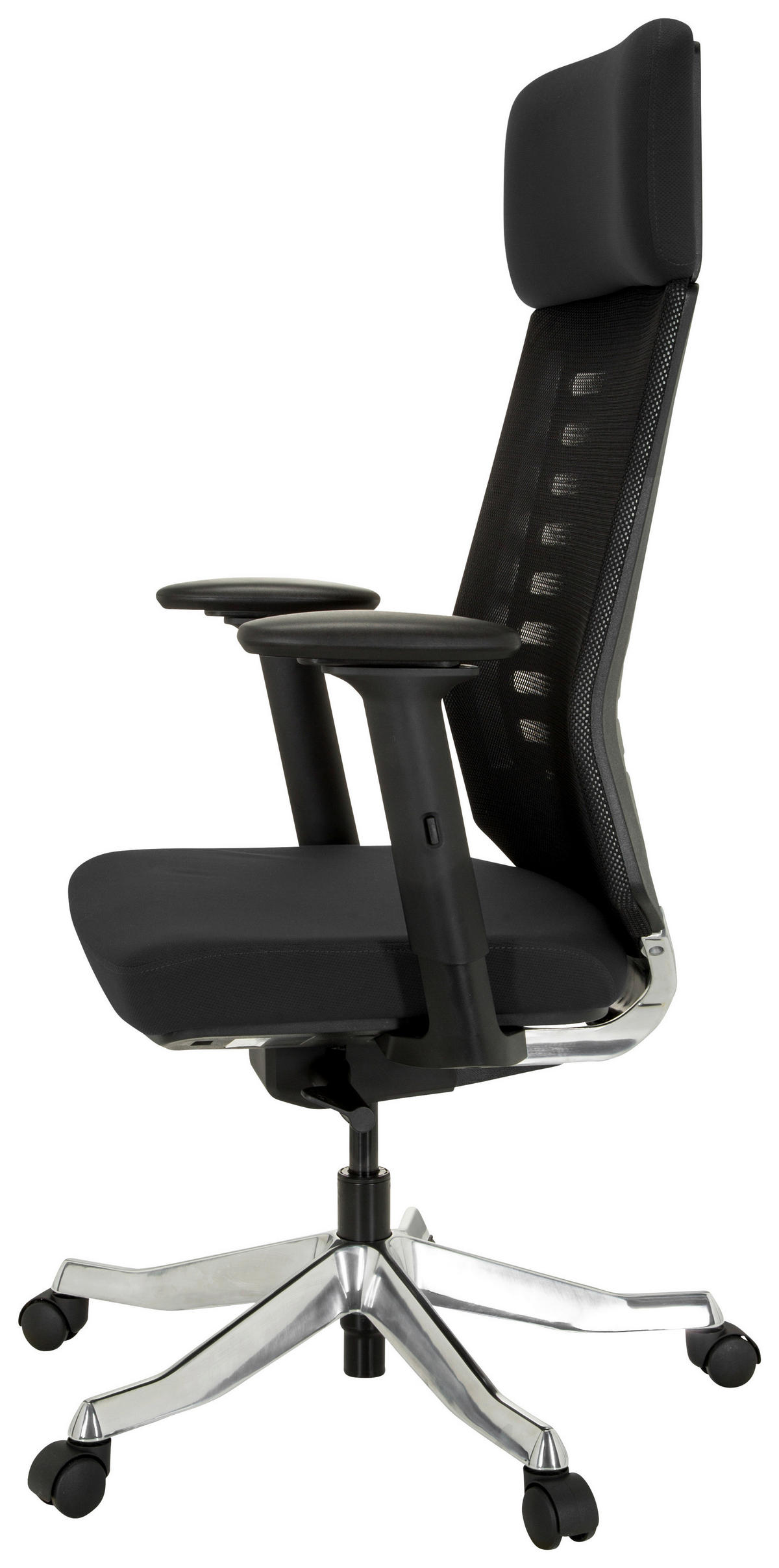 SNURRSTOL  i nätklädsel, flatväv svart  - aluminiumfärg/svart, Modern, metall/textil (68/119/55cm) - MID.YOU