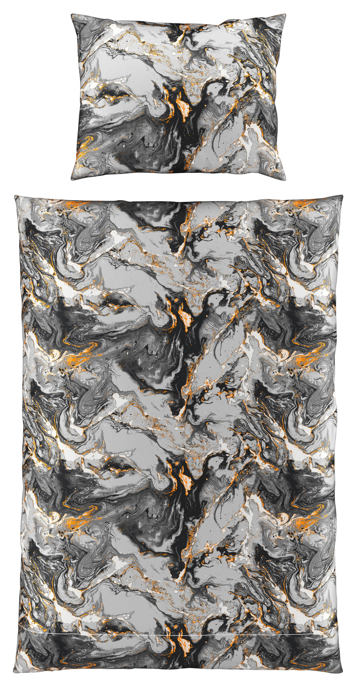 BETTWÄSCHESET MARMOR Satin 160/210 cm  65 cm/100 cm  - Anthrazit, Konventionell, Textil (160/210cm) - Novel