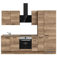 KÜCHENBLOCK 270 cm   in Eiche dunkel  - Eiche dunkel/Schwarz, MODERN, Holzwerkstoff/Metall (270cm) - Nobilia