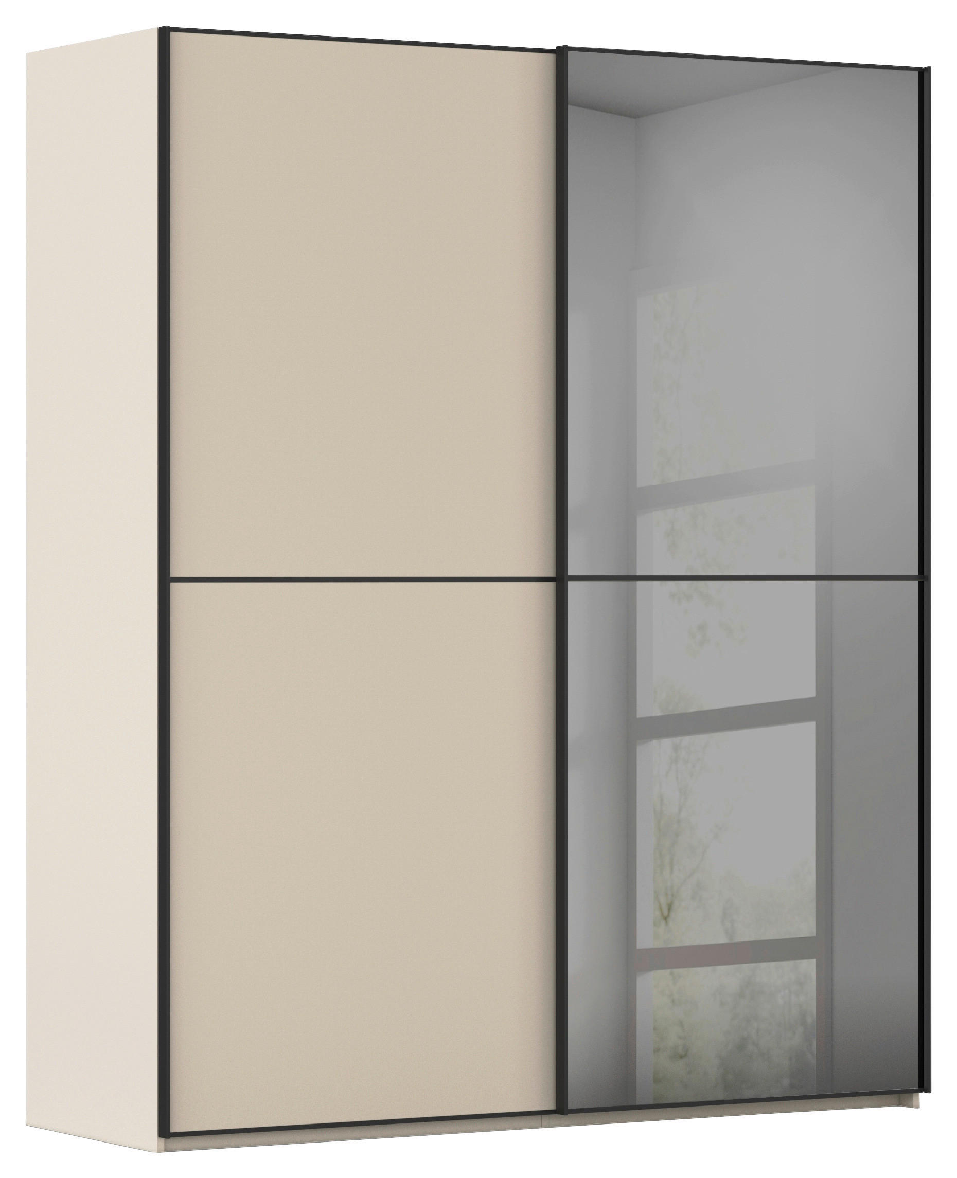 SCHWEBETÜRENSCHRANK 201/223/68 cm 2-türig Schwarz, Champagner  - Champagner/Schwarz, KONVENTIONELL, Glas/Holzwerkstoff (201/223/68cm) - Novel