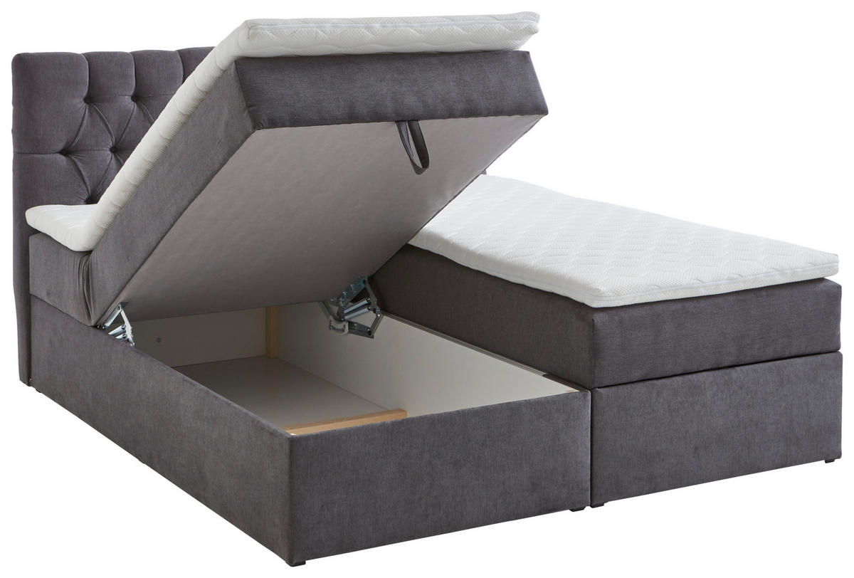 BOXBETT 160/200 cm  in Grau  - Schwarz/Grau, Modern, Kunststoff/Textil (160/200cm) - MID.YOU
