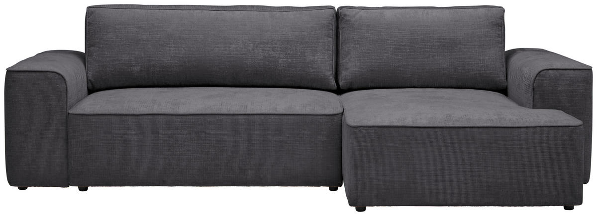 ECKSOFA in Plüsch Dunkelgrau  - Dunkelgrau/Blaugrau, Design, Kunststoff/Textil (288/152cm) - Xora
