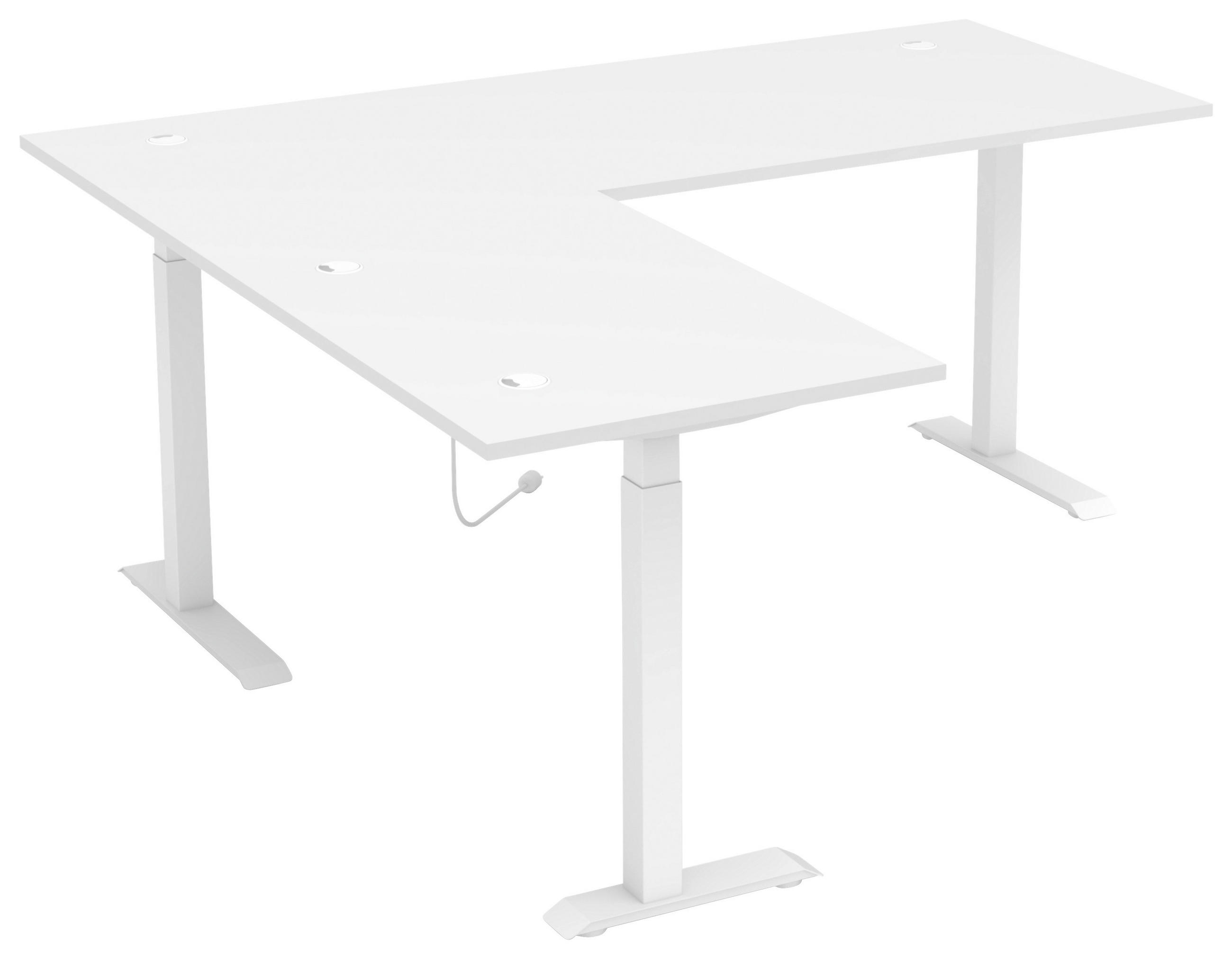 ECKSCHREIBTISCH 185/177/72-120 cm Weiß höhenverstellbar, Kabeldurchlass, seitenverkehrt montierbar, Memoryschalter  - Weiß, KONVENTIONELL, Holzwerkstoff/Metall (185/177/72-120cm) - Voleo