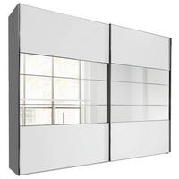 SCHWEBETÜRENSCHRANK 250/217/67 cm 2-türig Weiß  - Chromfarben/Weiß, KONVENTIONELL, Holzwerkstoff/Metall (250/217/67cm) - Voleo