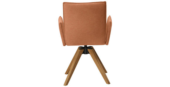 ARMLEHNSTUHL in Lederlook - Eichefarben/Cognac, KONVENTIONELL, Holz/Textil (64/91/61cm) - Moderano
