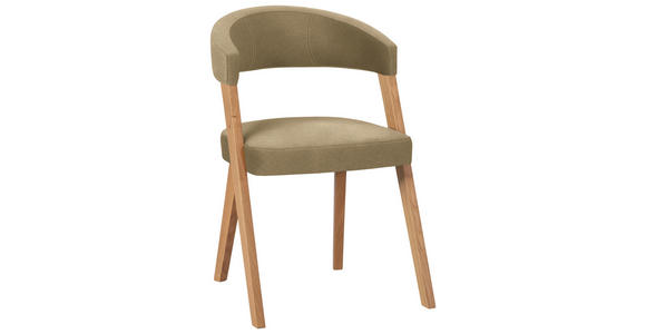 STUHL in Holz, Textil Olivgrün, Wildeiche - Wildeiche/Eichefarben, MODERN, Holz/Textil (56/81/66cm) - Venda