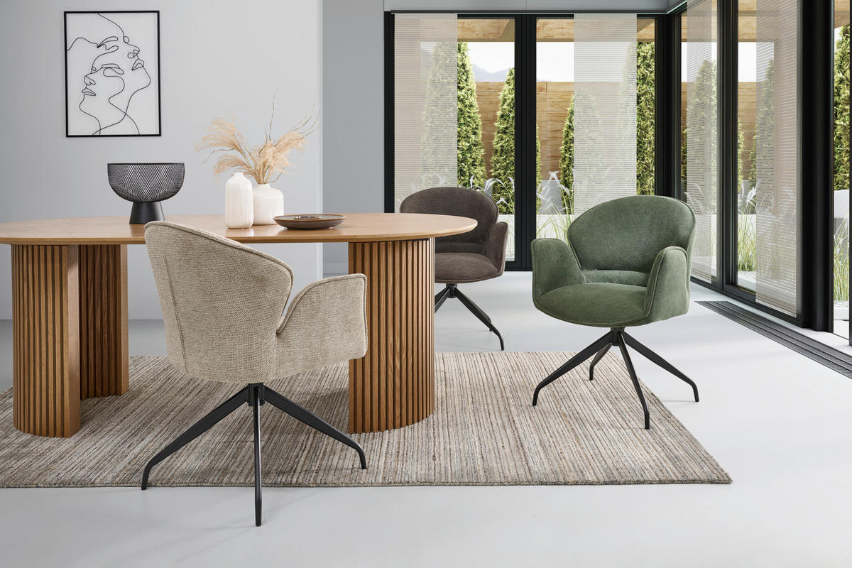 Scaun Cu Brațe din lemn, metal, textil, verde, negru - verde/negru, Modern, lemn/metal (60/86/61cm) - MID.YOU