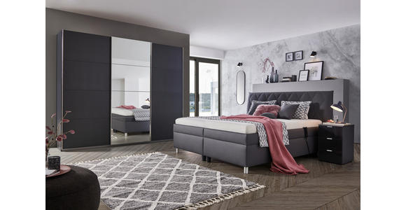 POLSTERBETT Matratze, gepolstertes Kopfteil, Lattenrost, Bettkasten, motorische Verstellbarkeit Anthrazit 200/200 cm  - Anthrazit/Silberfarben, KONVENTIONELL, Holz/Textil (200/200cm) - Esposa