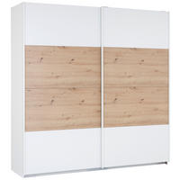 SCHWEBETÜRENSCHRANK  in 2 Tür(en)  - Weiß/Eiche Artisan, MODERN, Holzwerkstoff/Metall (136/229/62cm) - Luca Bessoni