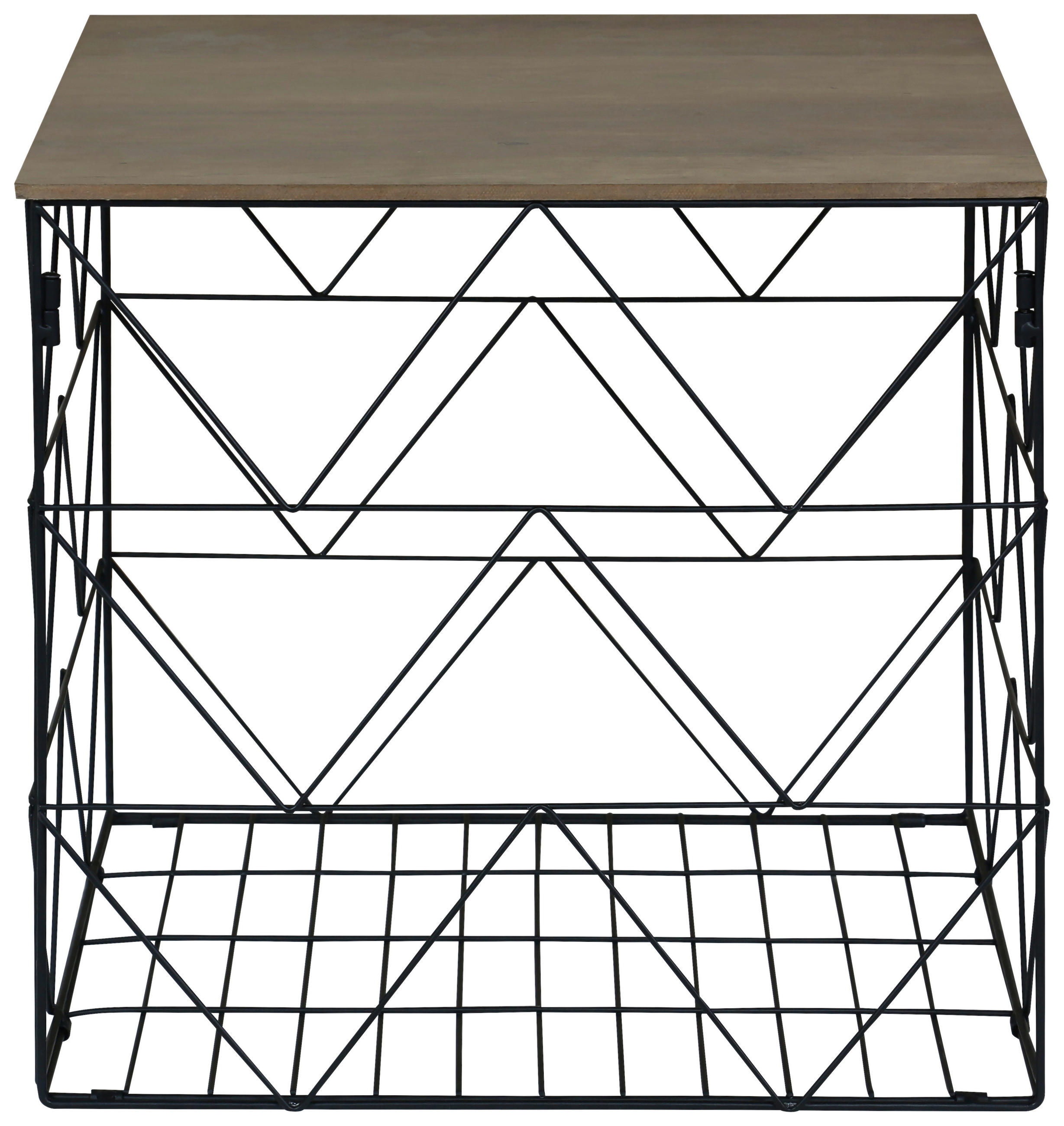 MIZICA, 40/38/40 cm črna, temno rjava  - črna/temno rjava, Moderno, kovina/leseni material (40/38/40cm) - Carryhome