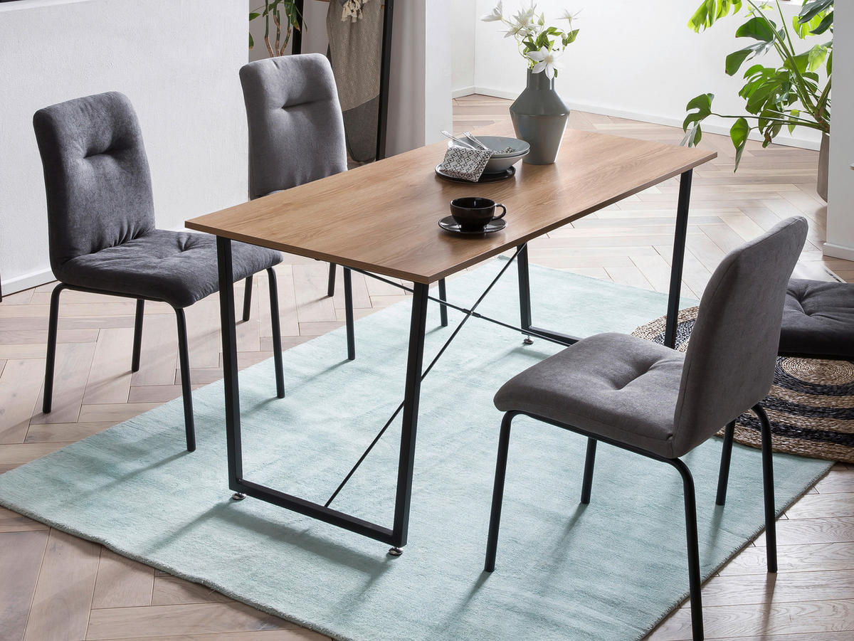 ESSTISCH rechteckig Naturfarben, Schwarz  - Schwarz/Naturfarben, Design, Holzwerkstoff/Metall (140/70/73cm) - Livetastic