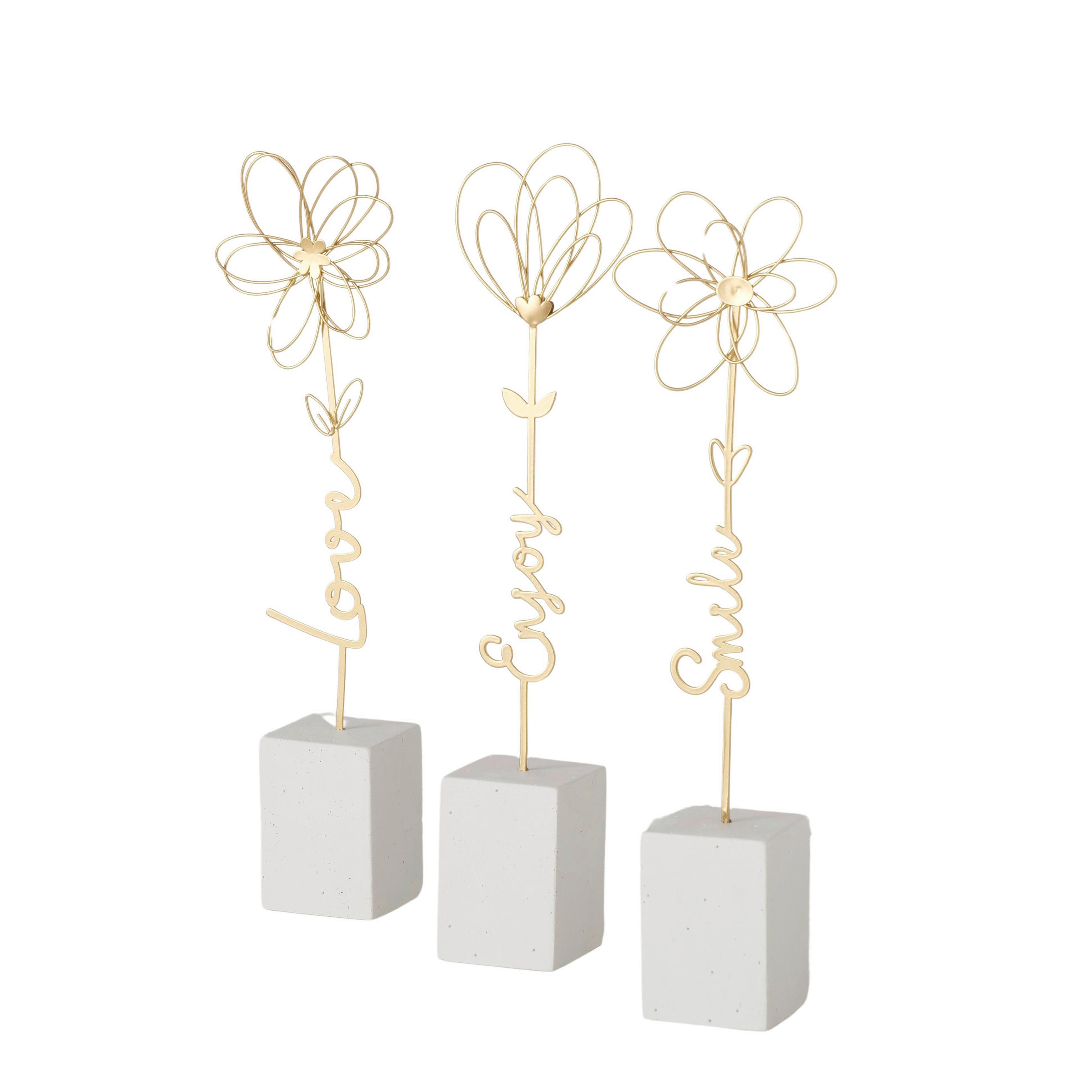 SZOBOR - aranyszínű/fehér, Basics, kő/fém (4,8/4,8/30cm)