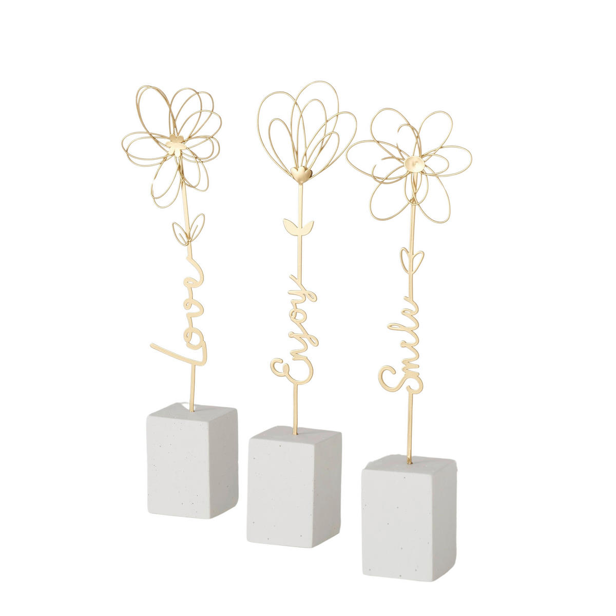 SZOBOR - aranyszínű/fehér, Basics, kő/fém (4,8/4,8/30cm)