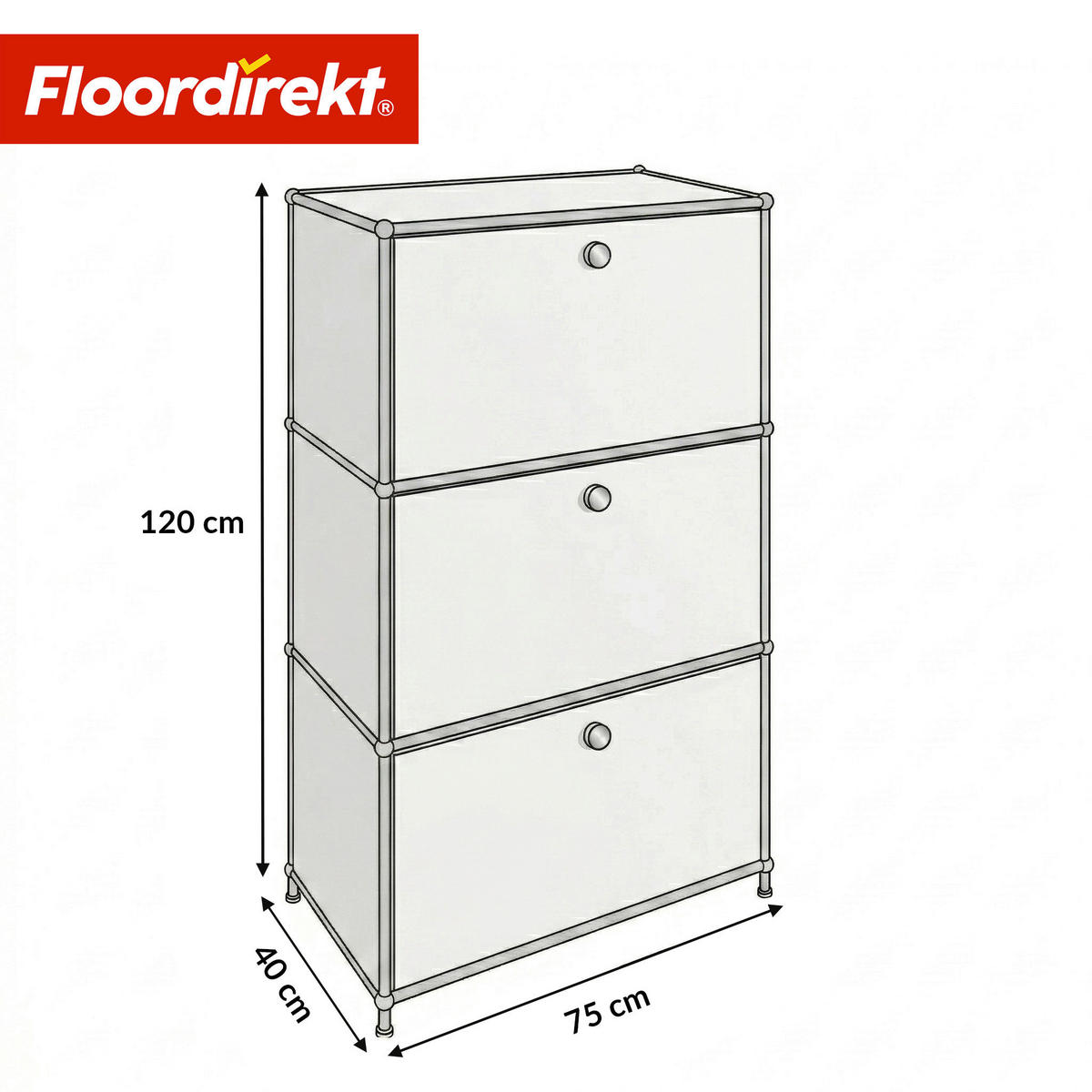 STANDREGAL Weiß  - Weiß, Basics, Metall (75/120/40cm) - Floordirekt