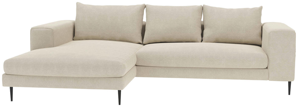 ECKSOFA in Struktur Beige  - Beige/Schwarz, Modern, Textil/Metall (170/325cm) - Trendmanufaktur