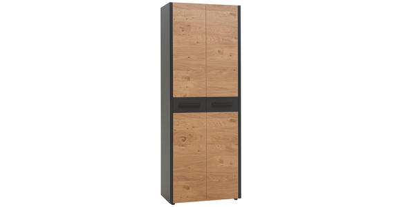 GARDEROBENSCHRANK 73/193/37 cm - Eichefarben/Schwarz, Design, Holz/Metall (73/193/37cm) - Dieter Knoll
