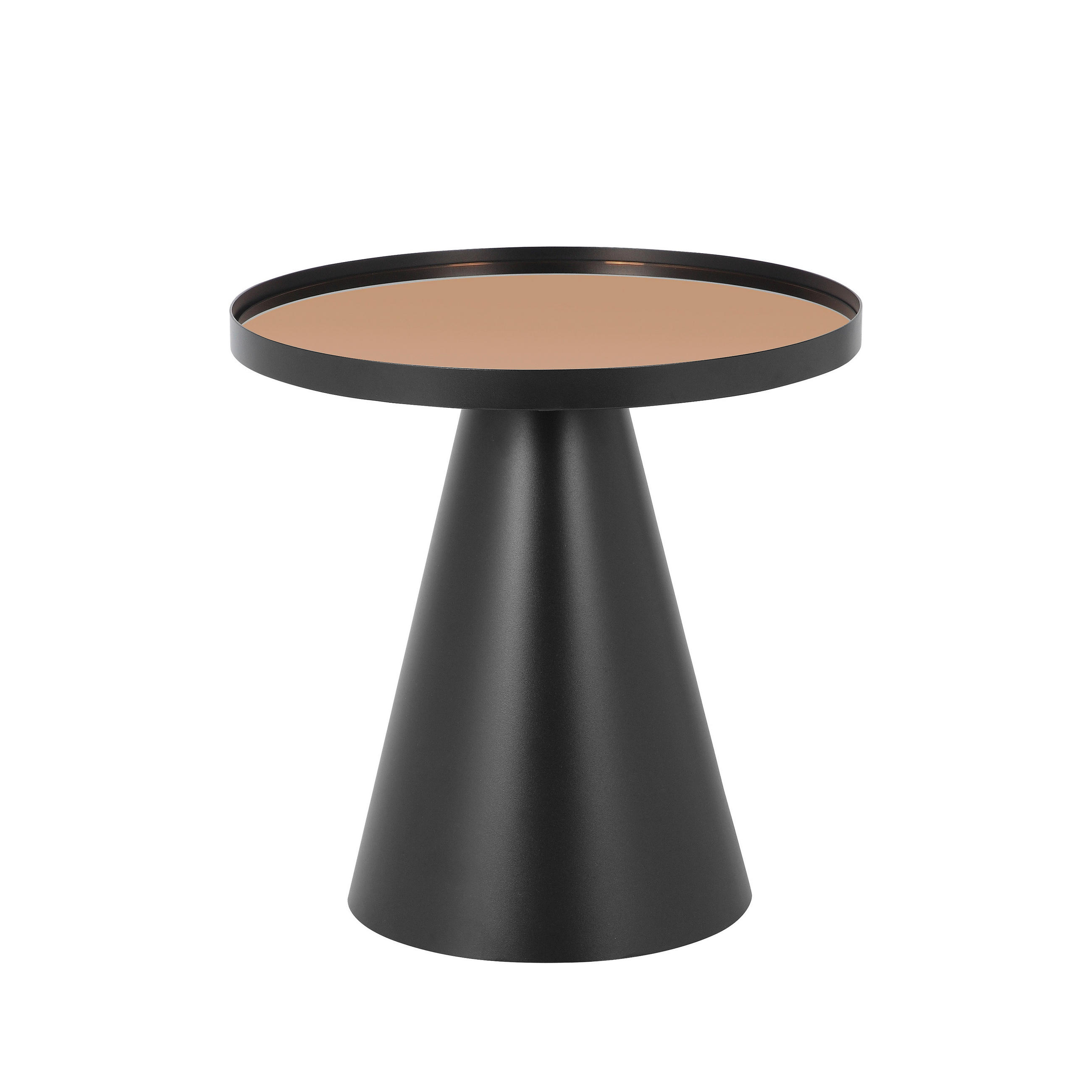 COUCHTISCH Spiegelglas 45,6/45,6/45 cm rund Braun, Schwarz  - Schwarz/Braun, Trend, Glas/Metall (45,6/45,6/45cm) - Novel