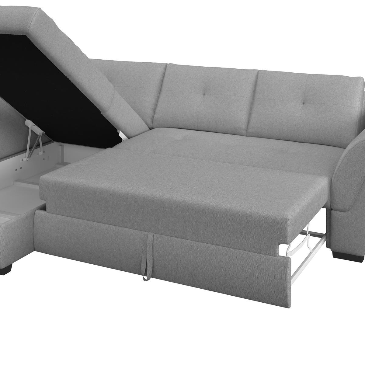 ECKSOFA in Webstoff Grau  - Schwarz/Grau, Design, Kunststoff/Textil (187/278cm) - Livetastic