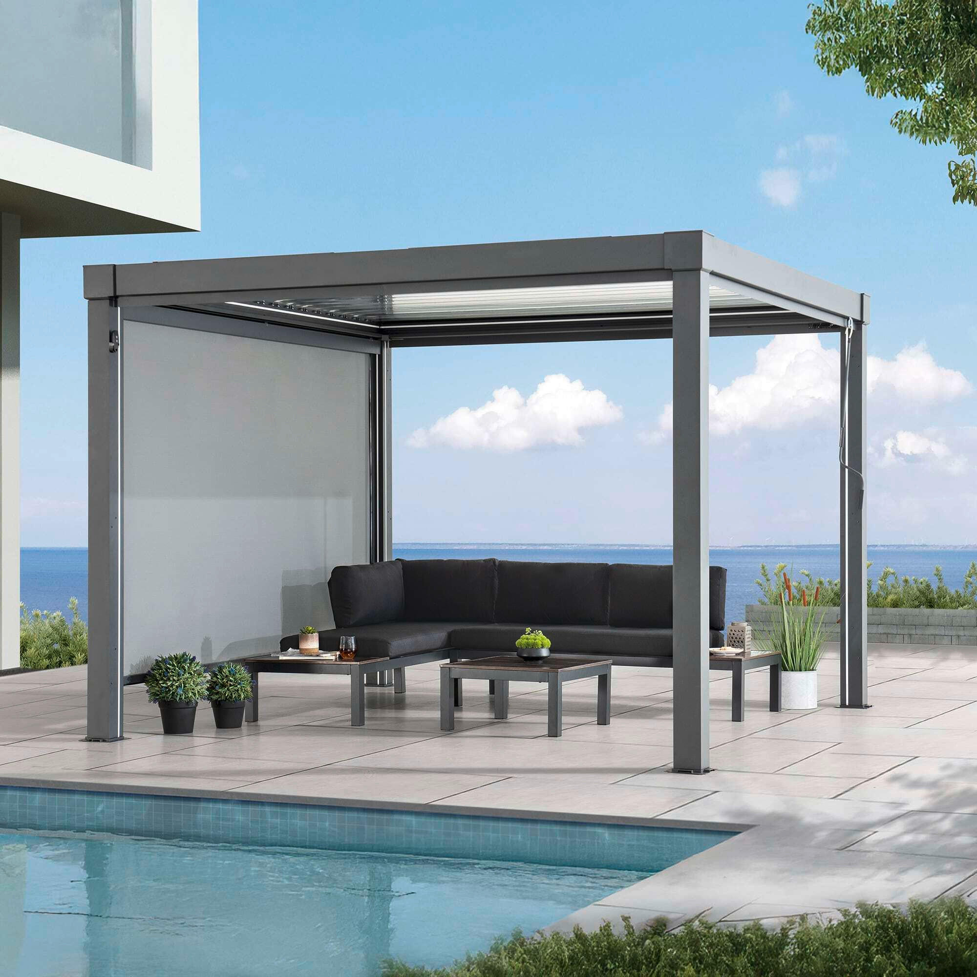 PAVILLON-ROLLO  - Grau, Basics, Textil/Metall (272/180cm) - Modante